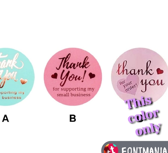 C... 100 ct 1.5" Lavender Thank you Stickers - Picture 4 of 9